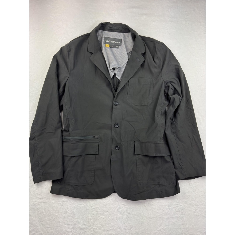 Eddie Bauer Blazer Mens 42 Gray Travex Three Button Travel Jacket